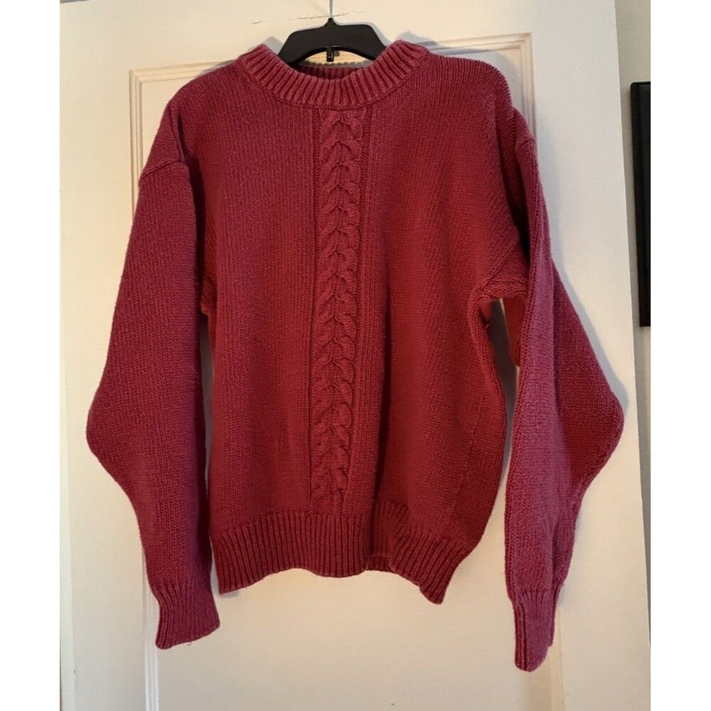 Croft & Barrow Vintage Cable Knit Sweater Men’s XL Red 90s Fisherman Crewneck